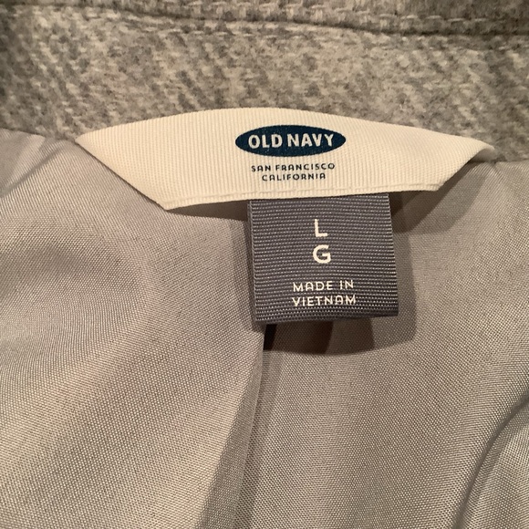 Old Navy Gray Blazer Jacket Size Large Wool Blend One Button Long Sleeves - Picture 11 of 13